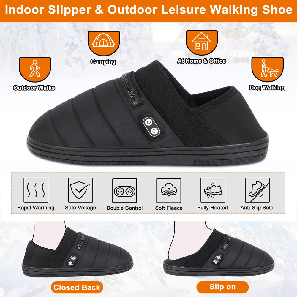 BIAL heated slippers upper fabric keeps wind out for cozy wear.