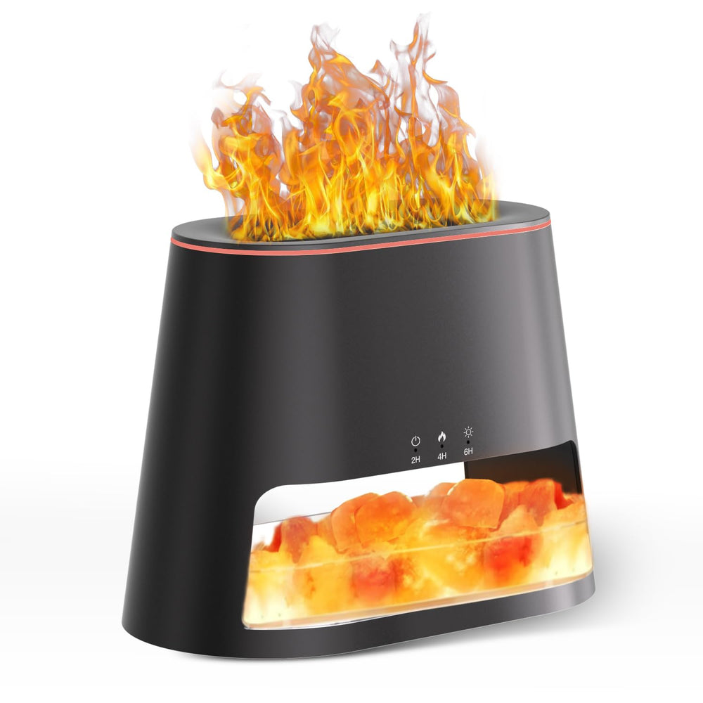 BieJiahWeiBie luxury Himalayan salt lamp diffuser in black with warm amber glow for relaxation