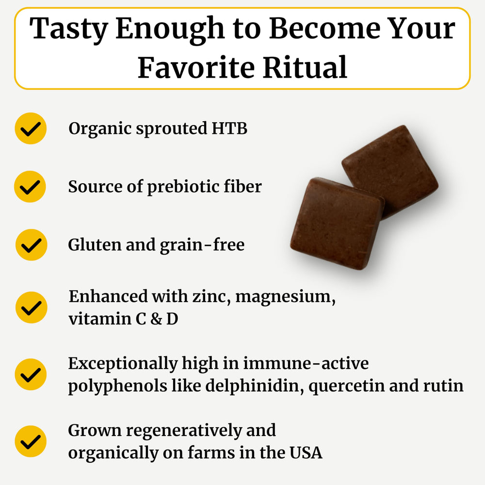 HTB chews with zinc and vitamins supporting immune health and focus.