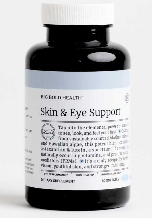 BIG BOLD HEALTH Skin & Eye Support bottle with wild salmon oil supports eye comfort.