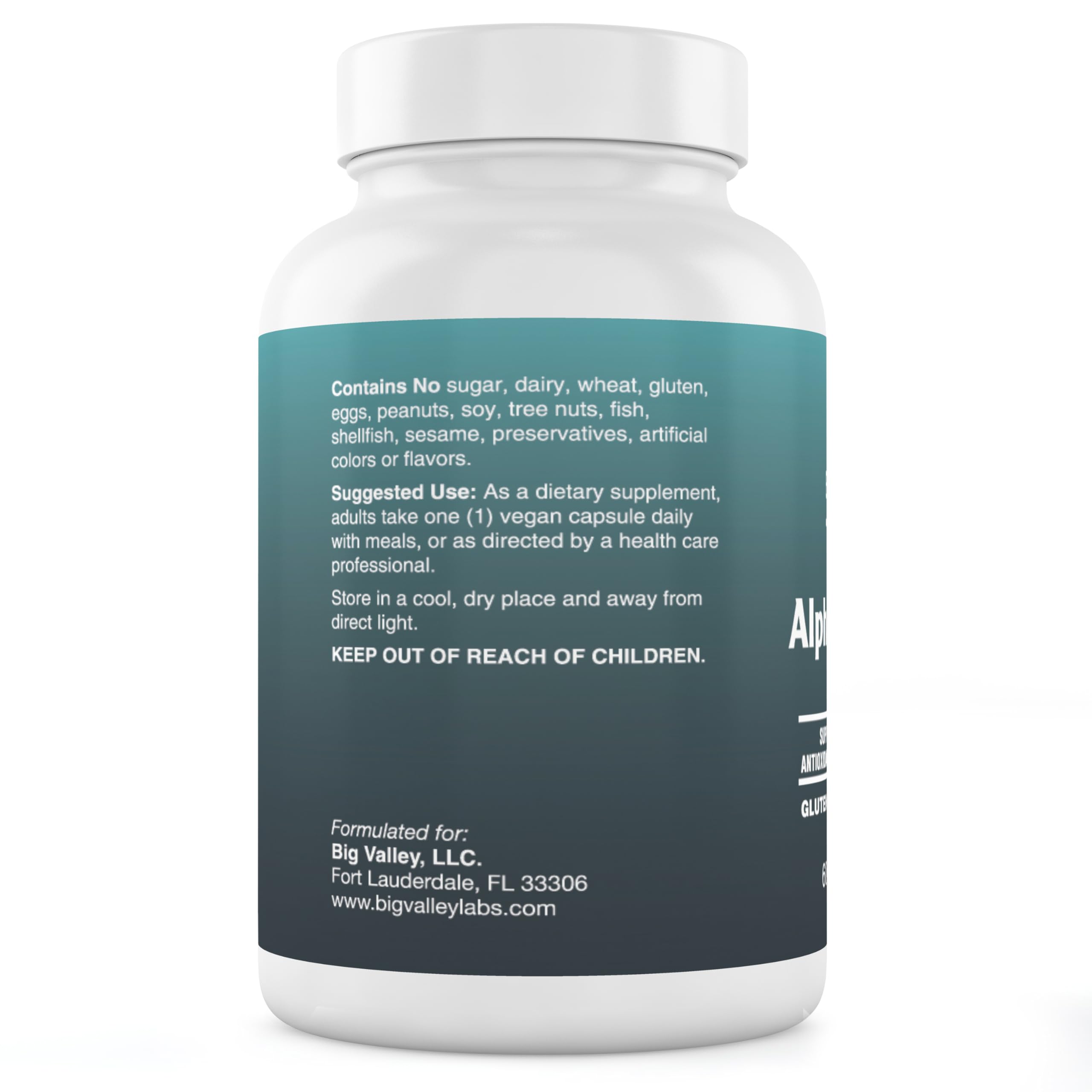 Big Valley Labs Alpha-Lipoic Acid 600 mg capsules, vegan and convenient.