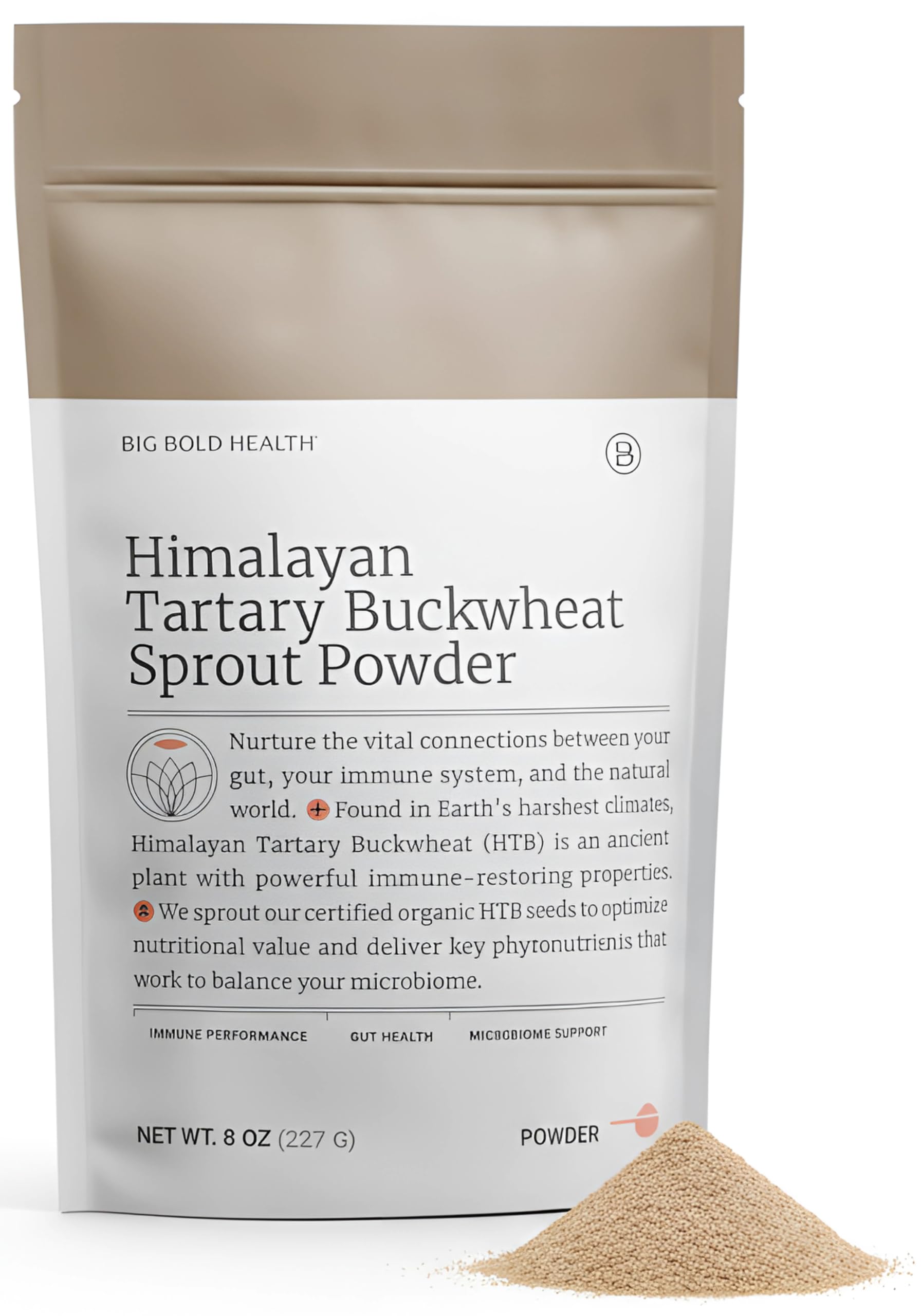 BIG BOLD HEALTH buckwheat sprout powder bottle for easy plant-based daily nutrition