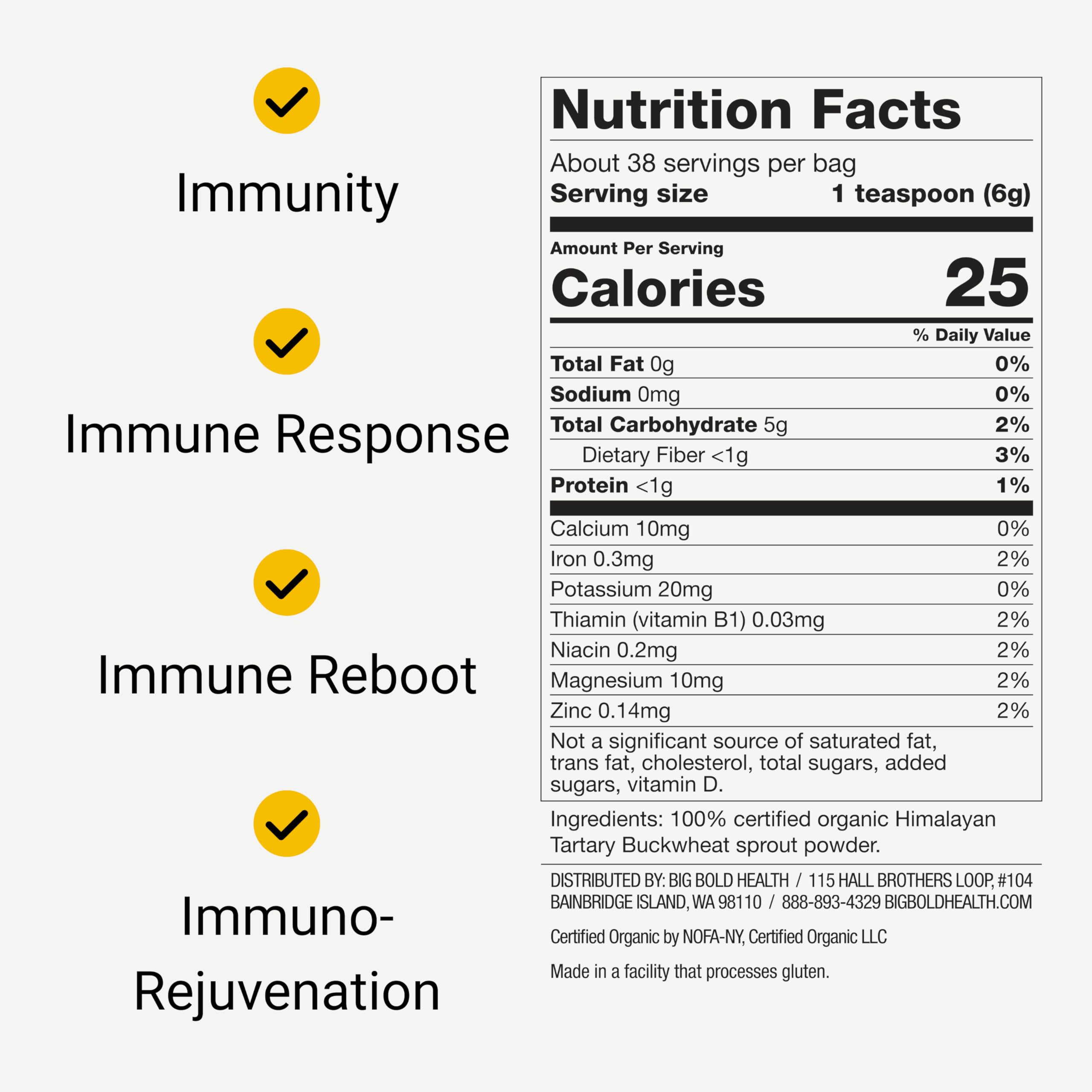 BIG BOLD HEALTH label on pouch highlights non-GMO gluten-free ingredients
