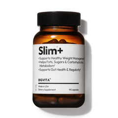 BIGVITA Slim+ bottle front highlighting a vegan metabolic support formula