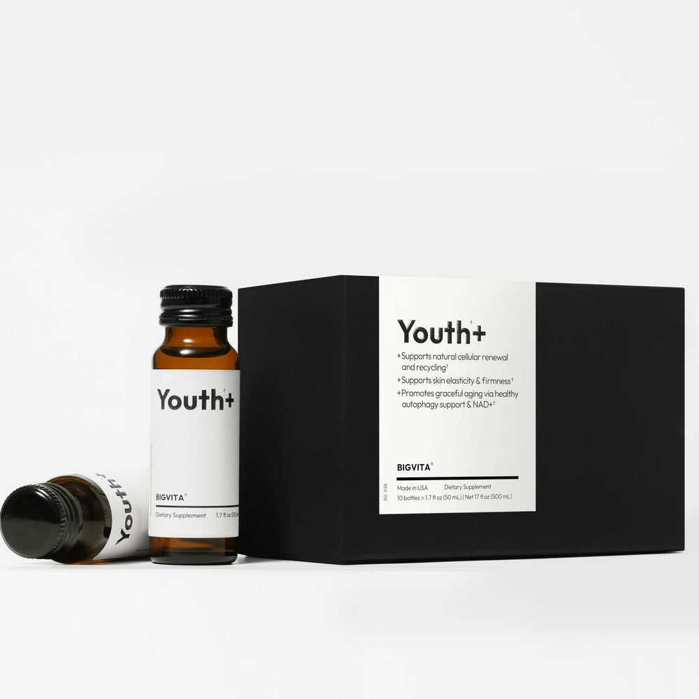 BIGVITA Youth+ bottle on kitchen counter for easy daily use.