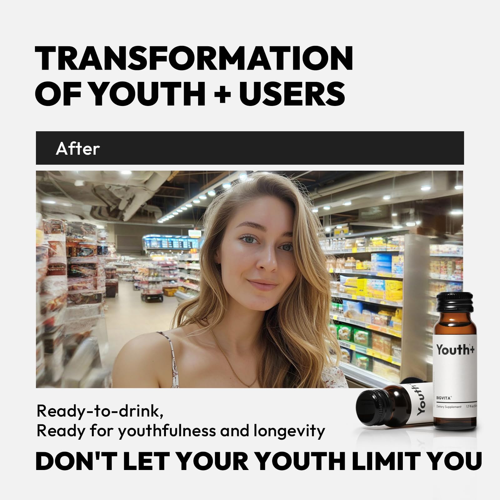 BIGVITA Youth+ vegan and USA-made badge visible on packaging.