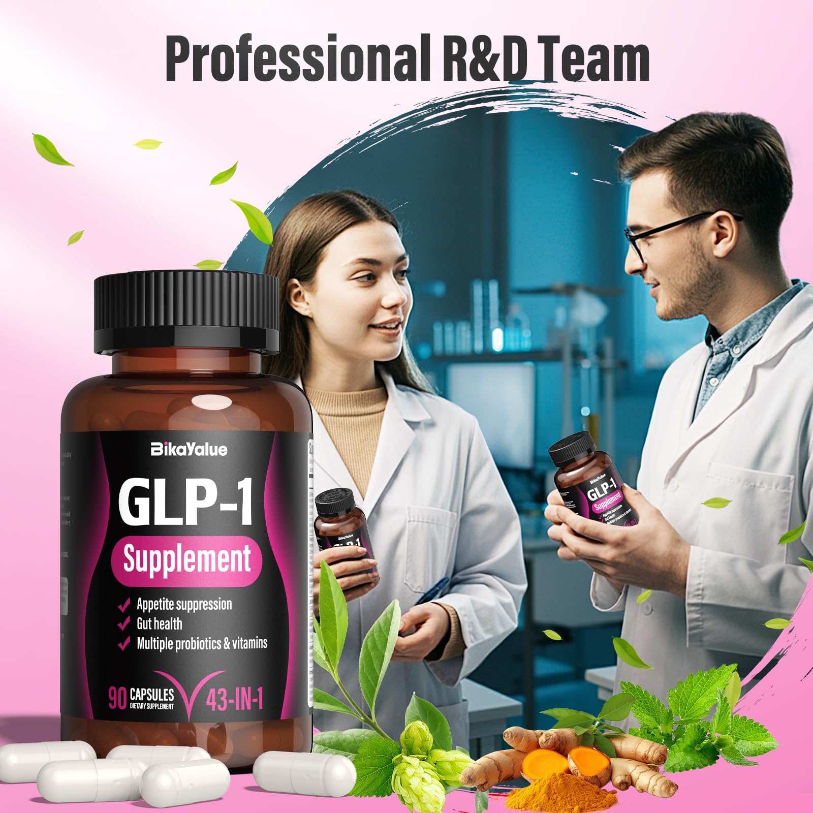 BIKAYALUE GLP-1 supplement-packaging-box hints probiotic and antioxidant blend
