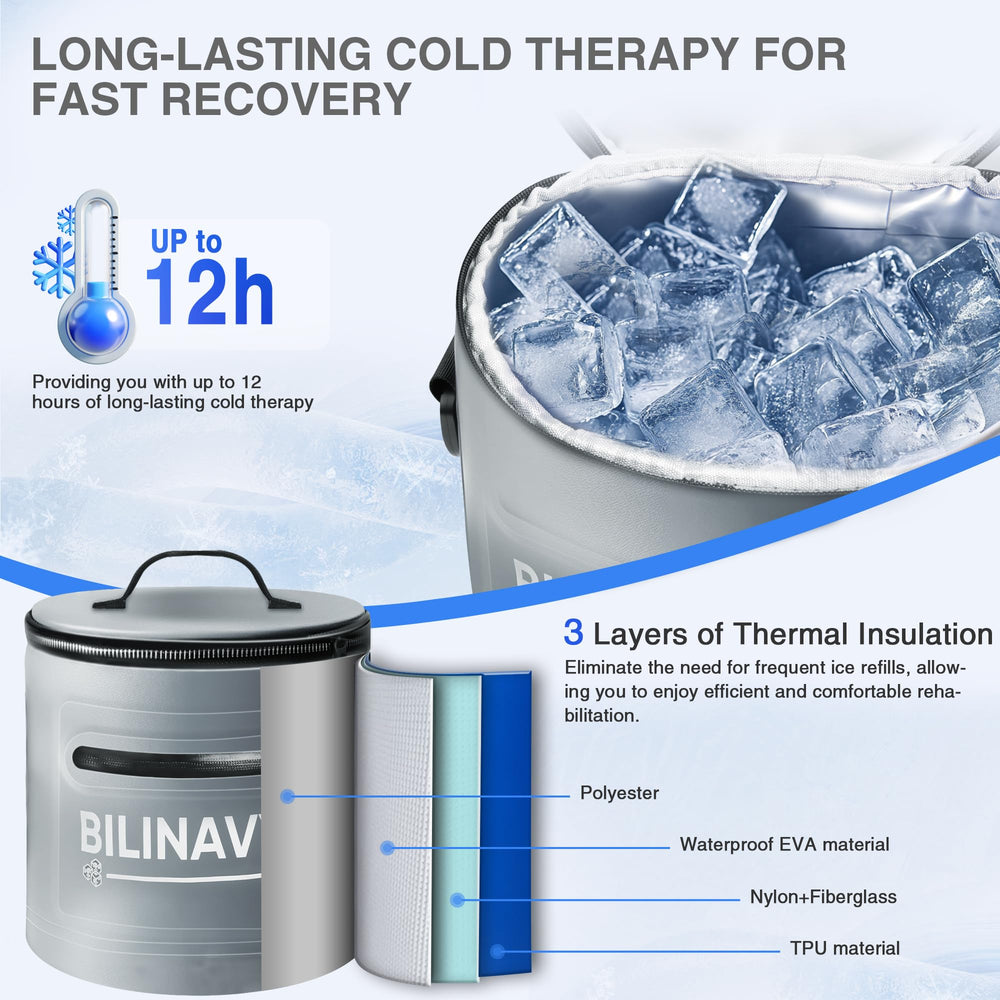 BilinavyNew insulated hose preserves temperature for extended cold therapy.