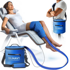 BilinavyNew cold therapy knee machine with ergonomic pad for targeted post-op comfort.