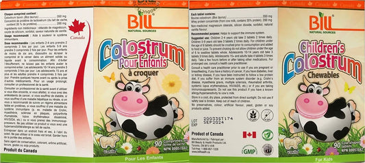 Close-up of Bill Beauty Children's Colostrum Chewables tablets showing easy-to-chew texture