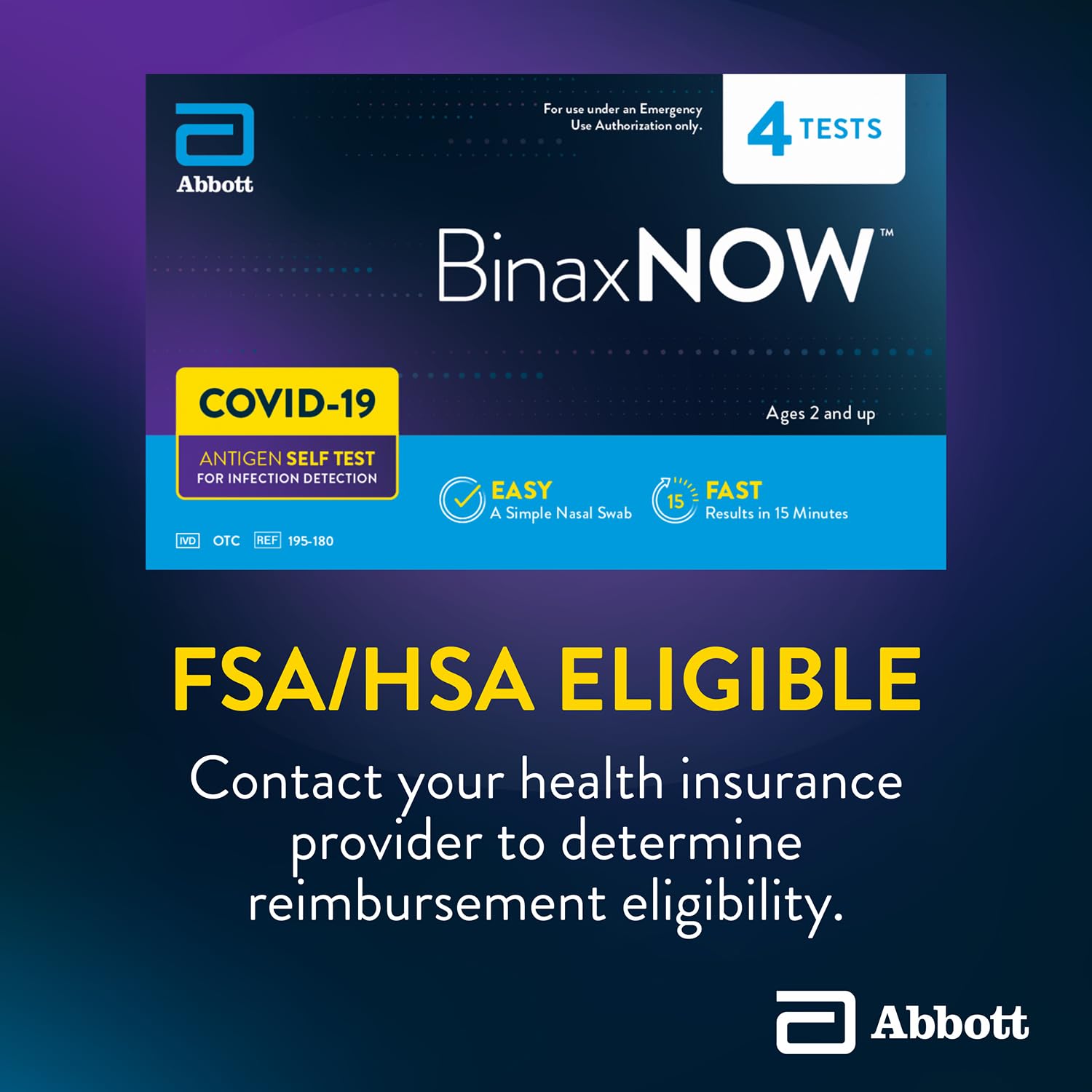 BinaxNOW foam-tipped swabs for sample collection
