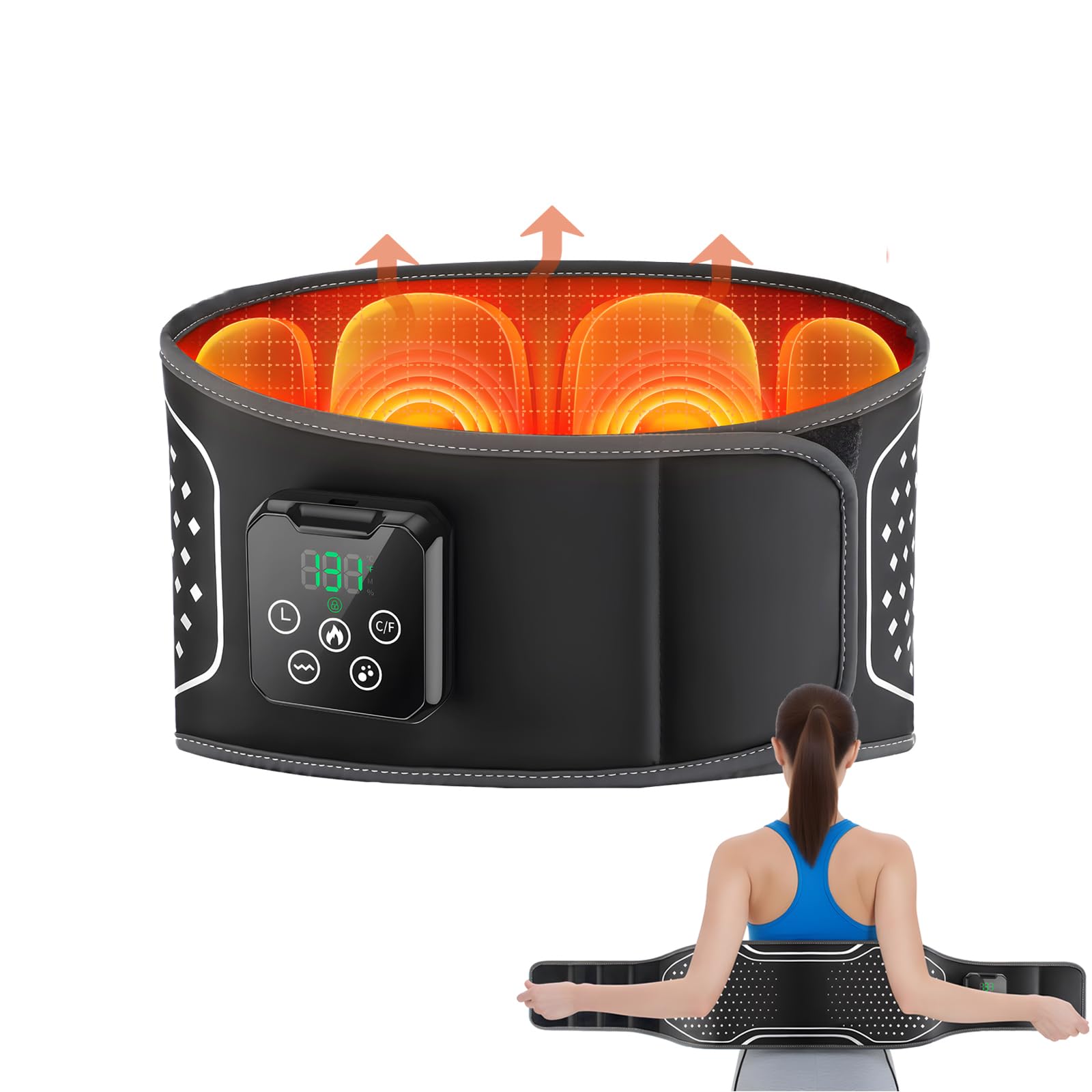 BINGONE cordless heating pad back massager shown in movement for portable use