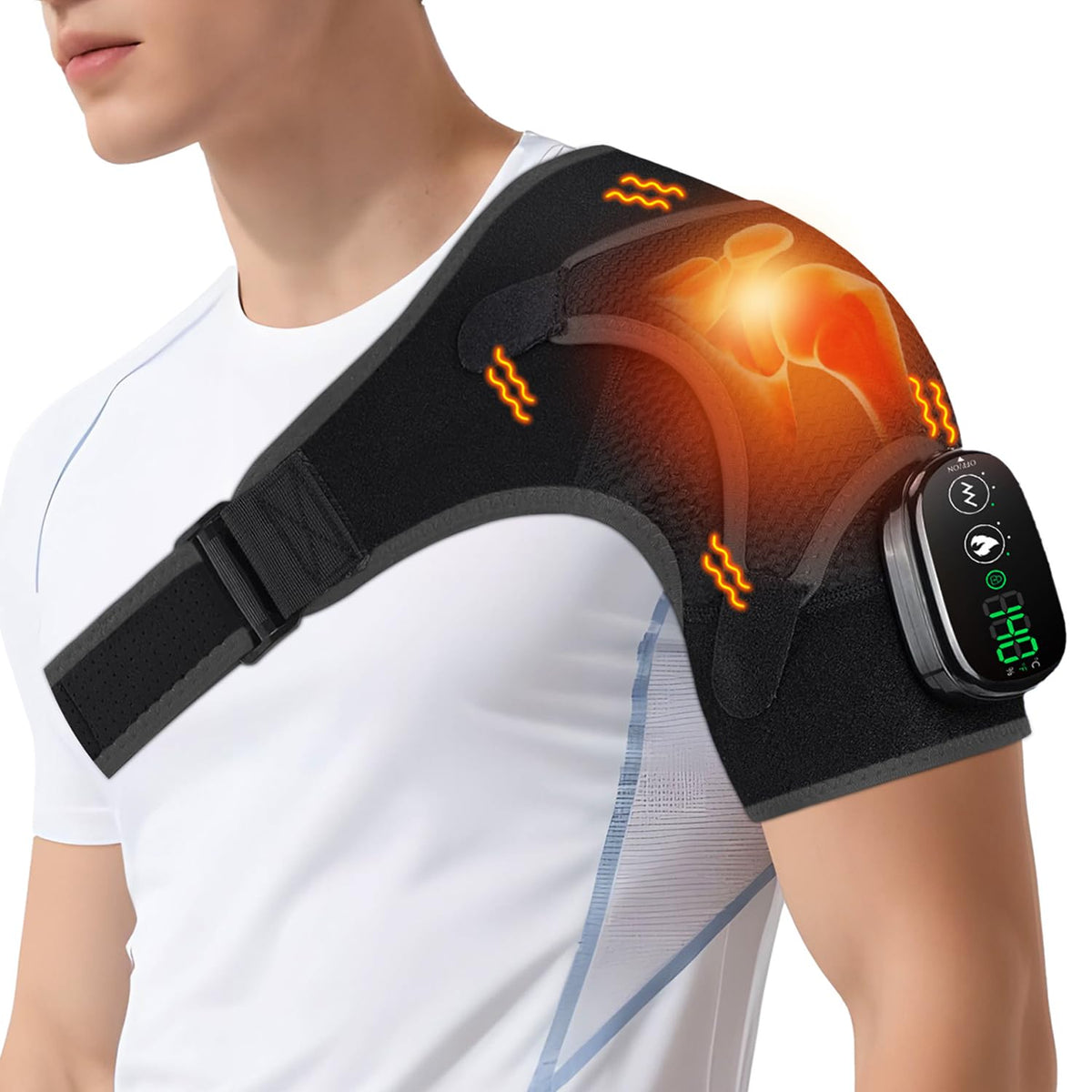 BINGONE shoulder heating pad massager with cordless design for relaxing relief anywhere.