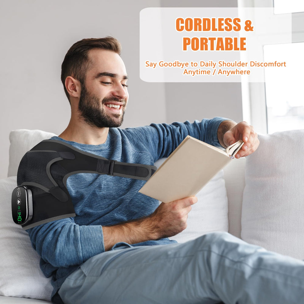 BINGONE shoulder massager provides vibration for soothing tension.