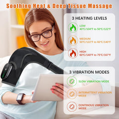 BINGONE shoulder massager shows 3 heat levels for personalized comfort.