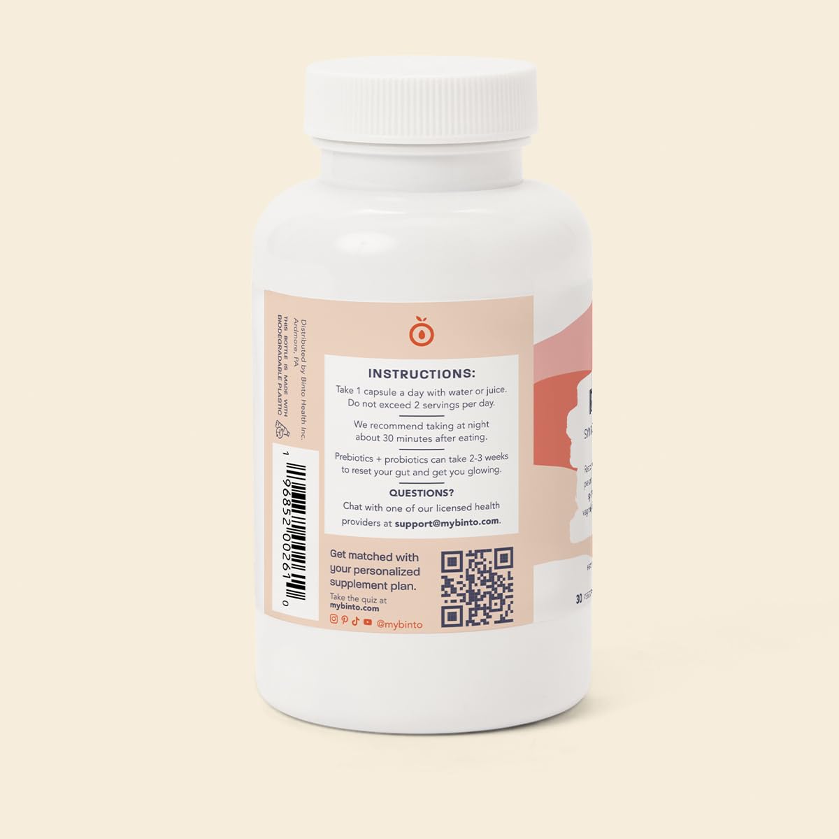 Label details emphasize 13-strain synbiotic and science-backed formulation