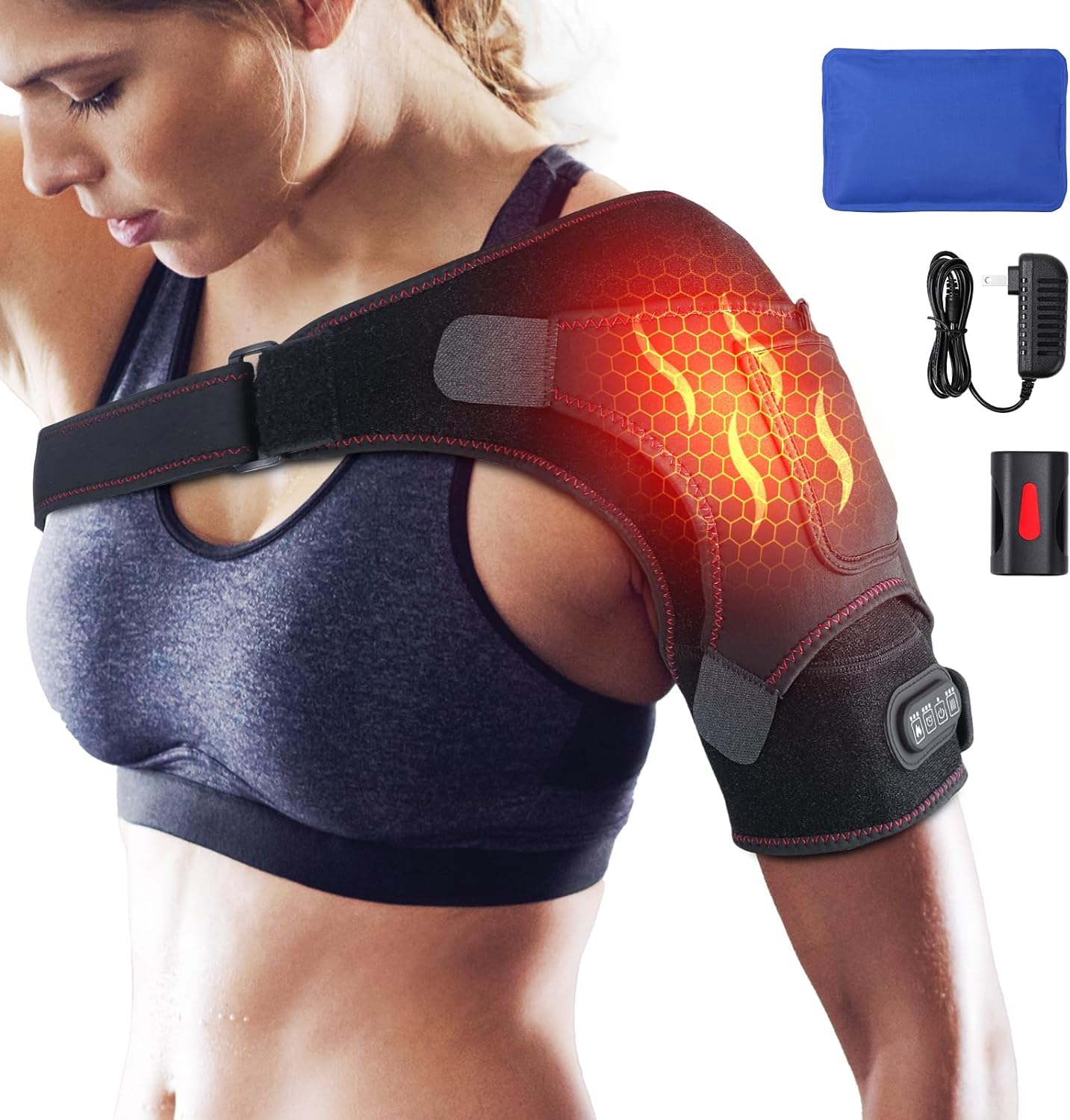 Binzls neck and shoulder massager with adjustable strap for secure travel use