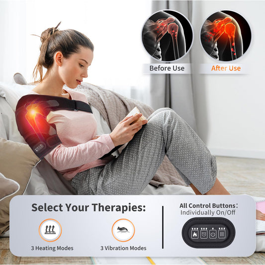 Binzls shoulder massager heat function with three settings to boost comfort