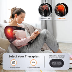 Binzls shoulder massager heat function with three settings to boost comfort