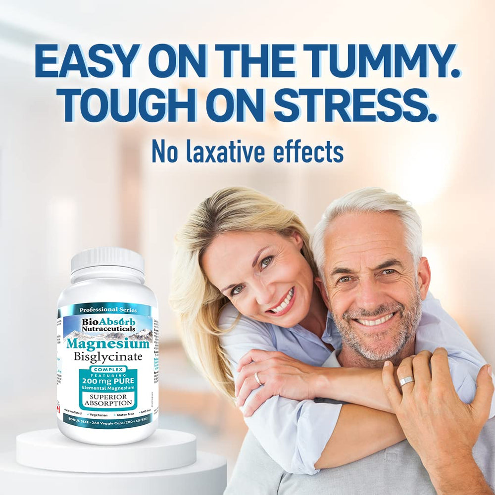 Label of Bio Absorb Magnesium Glycinate with ingredients and GMP information