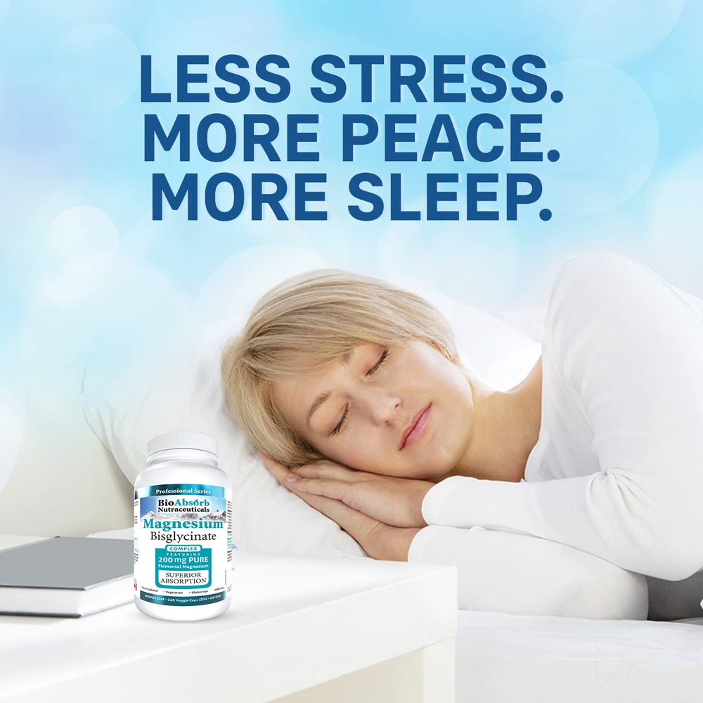 Bio Absorb Magnesium Glycinate vegan capsules displayed for everyday wellness