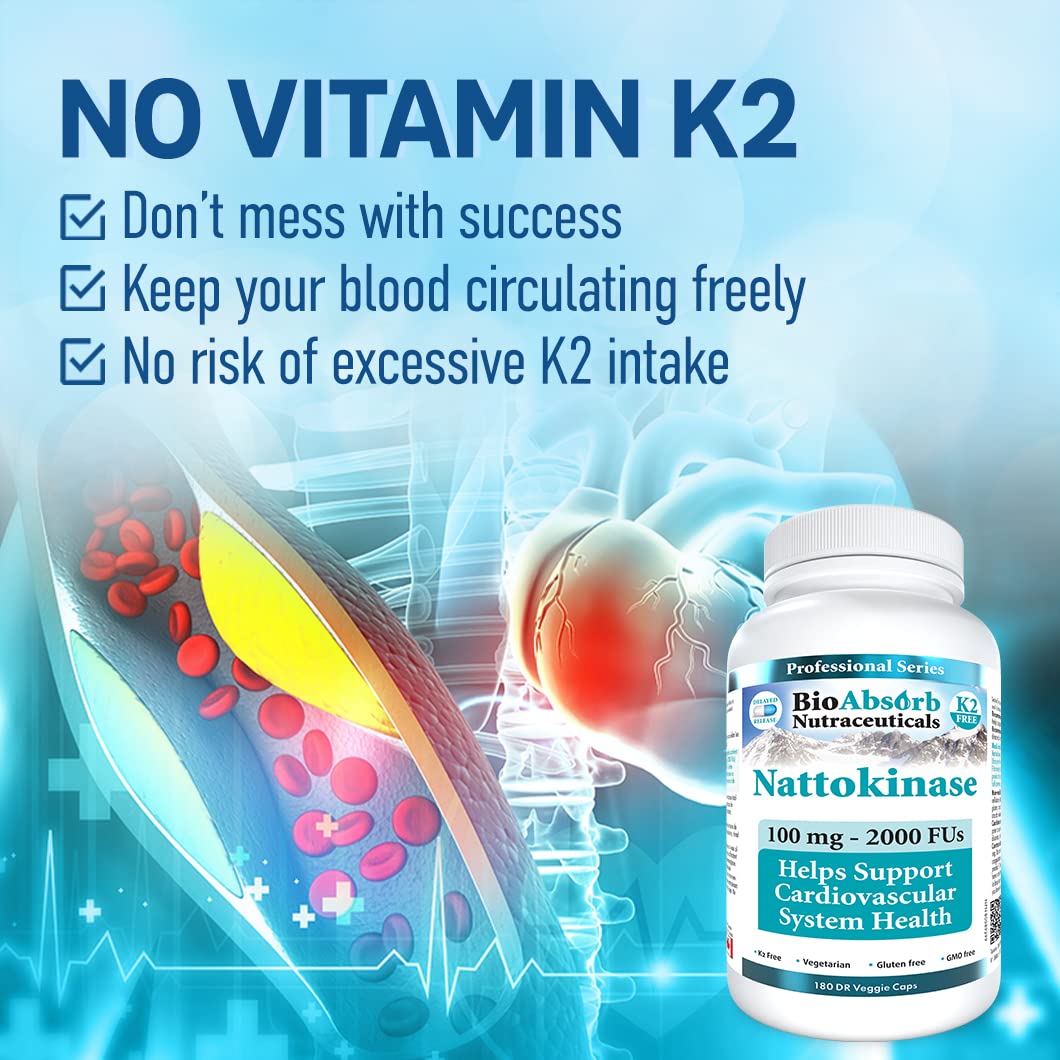 Bio Absorb Nattokinase Vitamin K2-free label for dosing flexibility