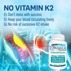Bio Absorb Nattokinase Vitamin K2-free label for dosing flexibility