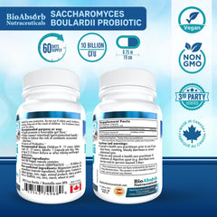Bio Absorb Saccharomyces boulardii capsules neatly arranged for daily vegan probiotic routine