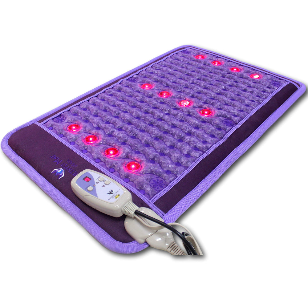 Bio Amethyst Ereada mini mat front view highlighting numerous crystal layers for deep soothing warmth