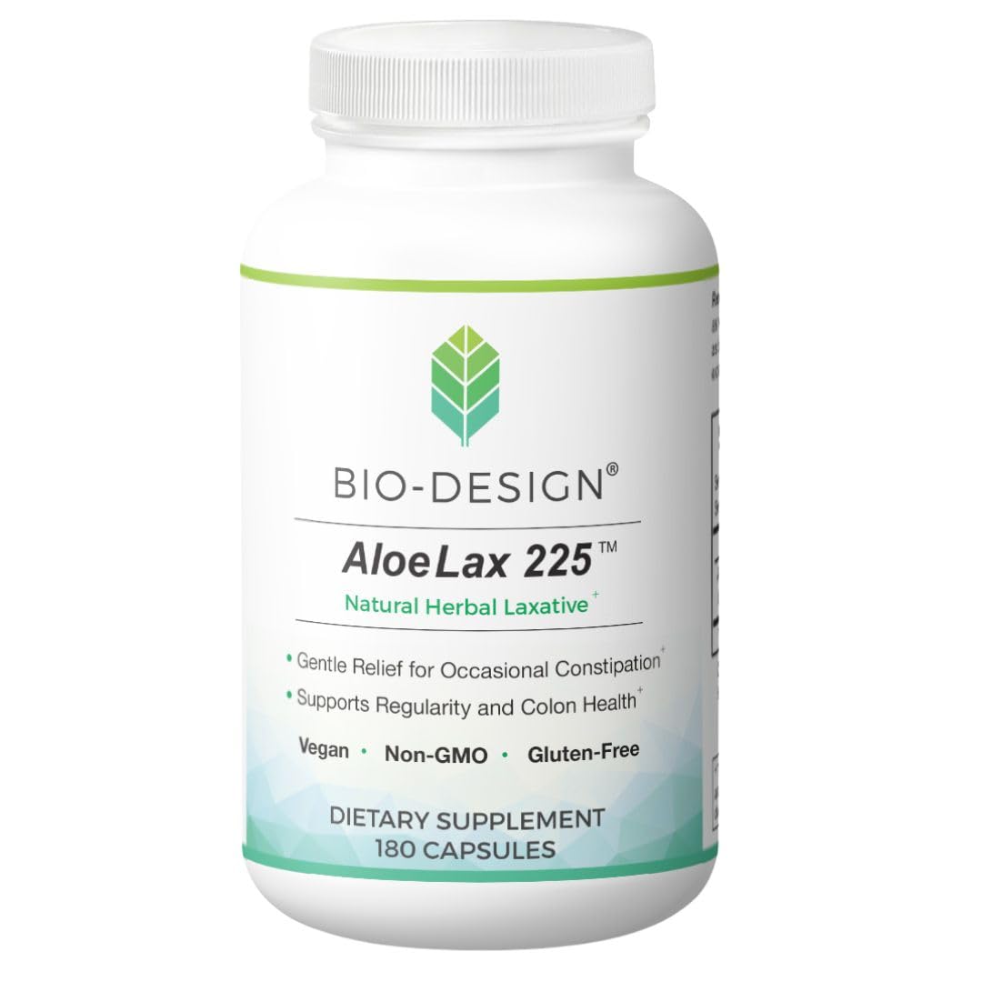 Bio-Design Aloe Lax 225 bottle for gentle, natural constipation support