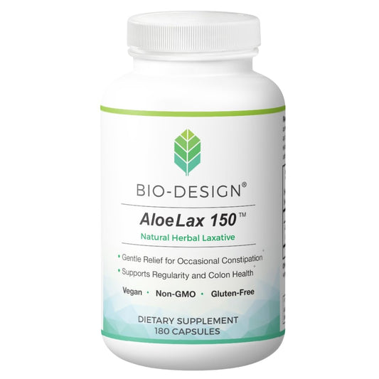 Bio-Design Aloe Lite bottle front showing 180 capsules for daily digestive support