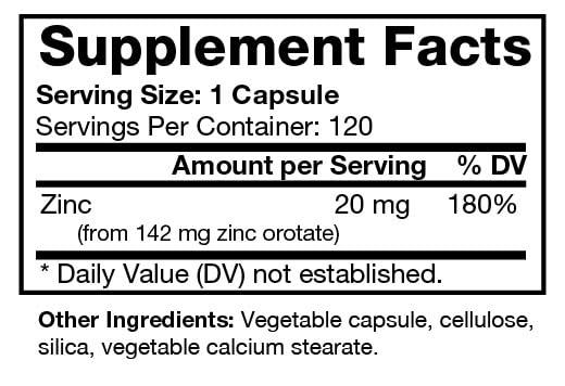 Closeup of Bio-Design Zinc Orotate capsules highlighting absorption