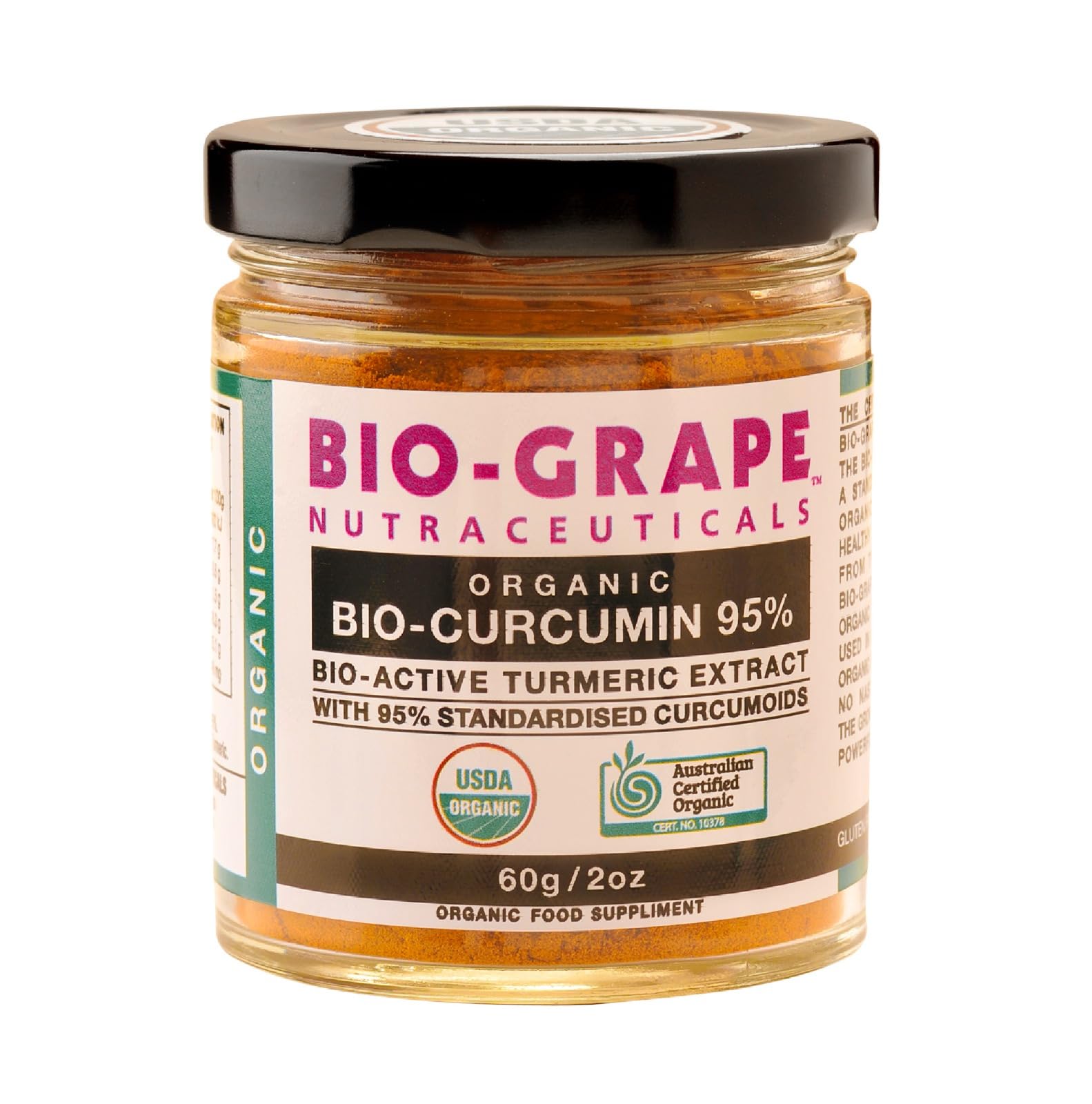 BIO-GRAPE turmeric curcumin 95% bottle for easy daily intake.