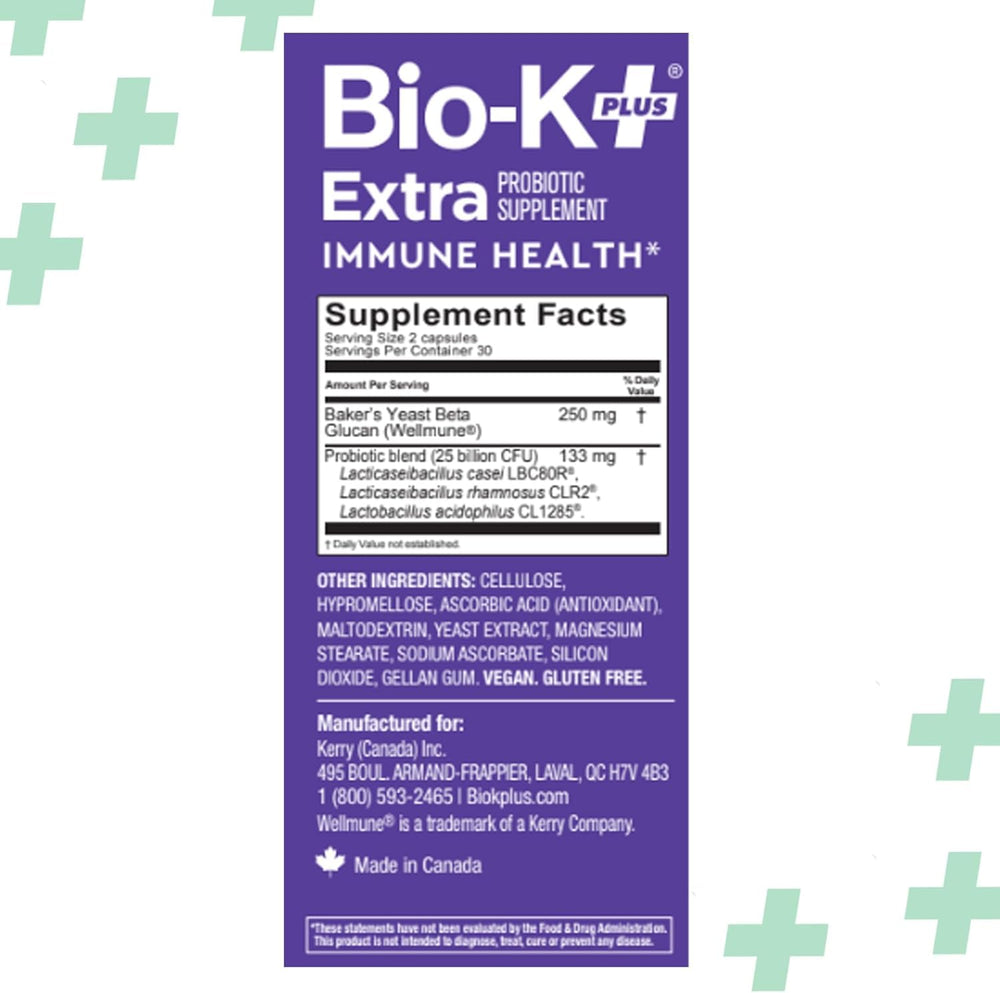 Bio-K+ USA-made probiotic packaging designed for shelf-stable use.