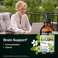 BIO KRAUTER Bacopa Drops label highlights vegan and alcohol-free formula