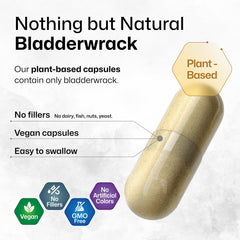 BIO KRAUTER Bladderwrack capsules label highlights 1200 mg per capsule