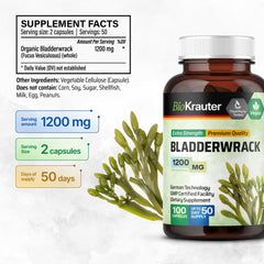 BIO KRAUTER Bladderwrack capsules packaging shows vegan, GMO-free formulation