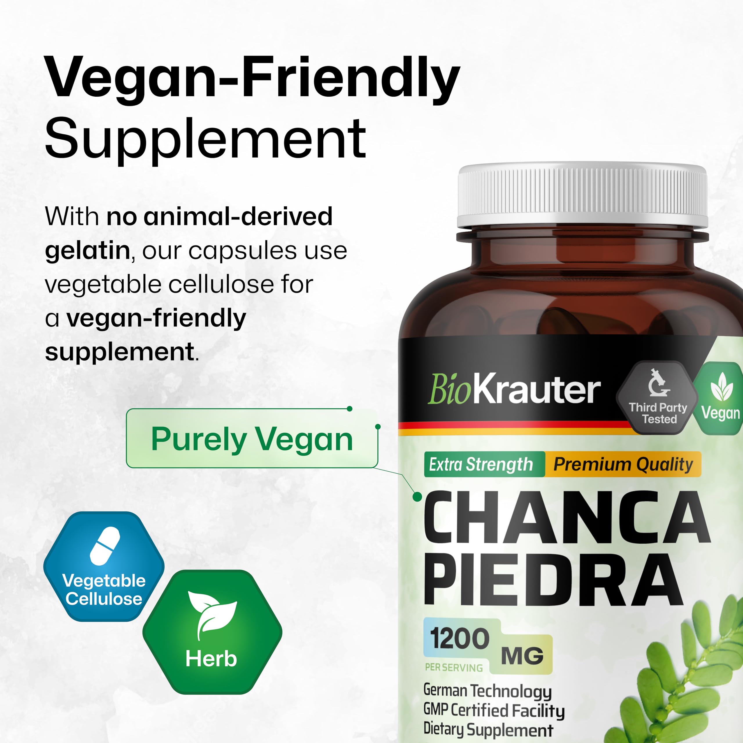 BIO KRAUTER chanca piedra extract close-up emphasizing earth-based herb origin.