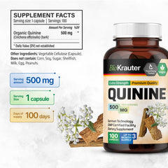 BIO KRAUTER cinchona bark powder capsules close-up with natural ingredients