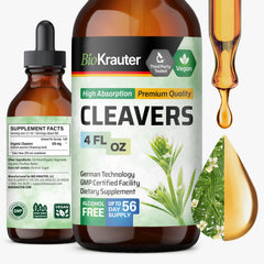 BIO KRAUTER Cleavers liquid bottle ready for daily lymphatic support.