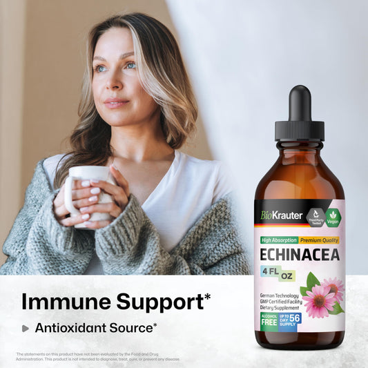 BIO KRAUTER Echinacea dropper pours drops into water for easy use.