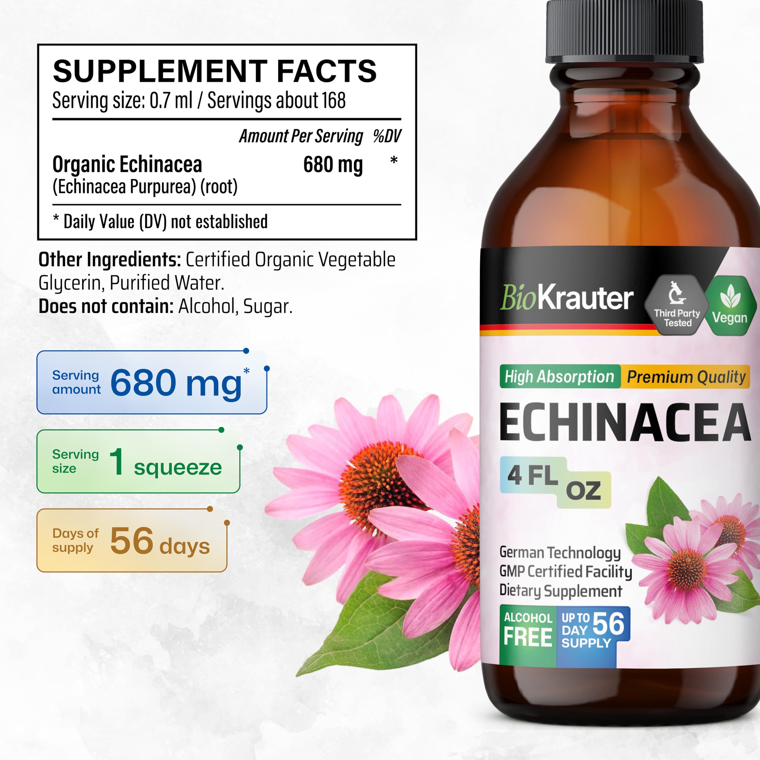BIO KRAUTER Echinacea root close-up highlighting traditional respiratory wellness.