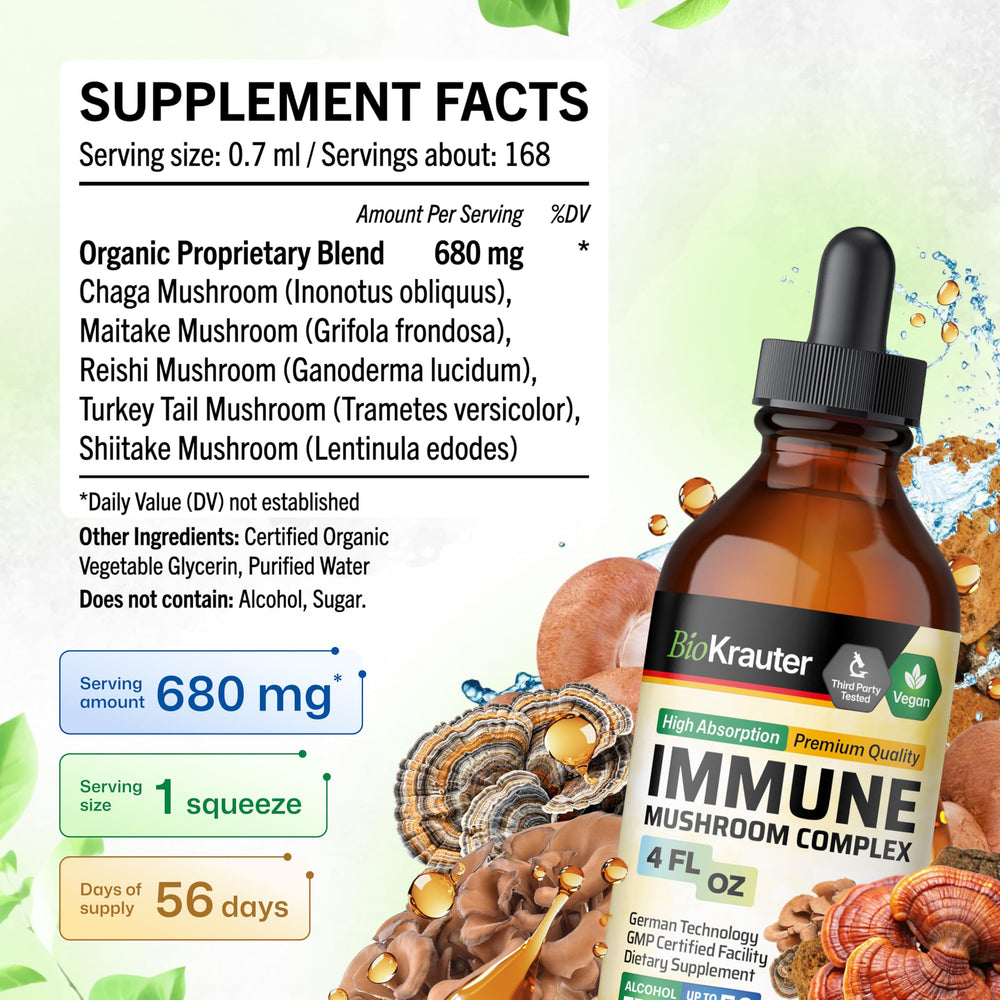 BIO KRAUTER label-ingredients image presents simple water-glycerin-mushroom mix formula