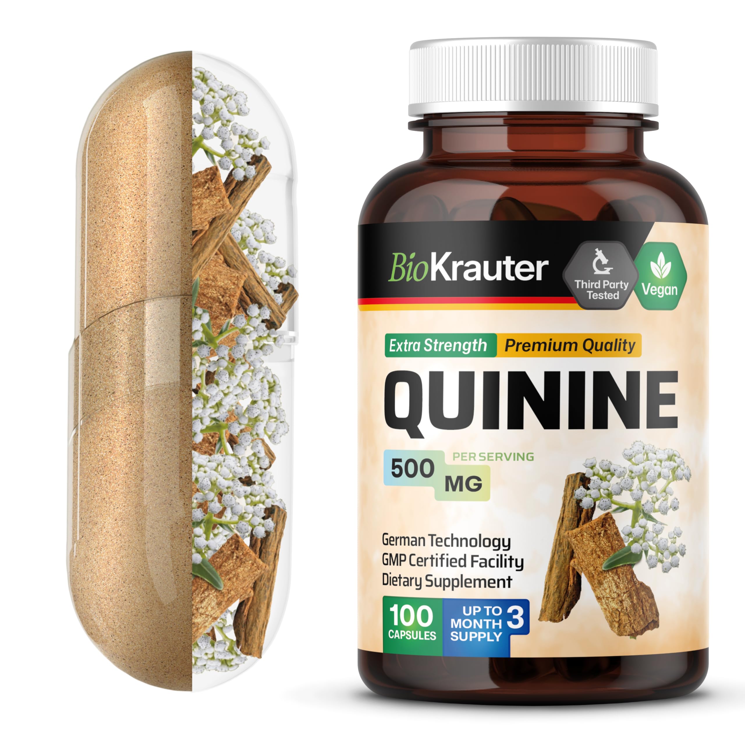 BIO KRAUTER quinine capsules bottle for leg comfort and everyday use