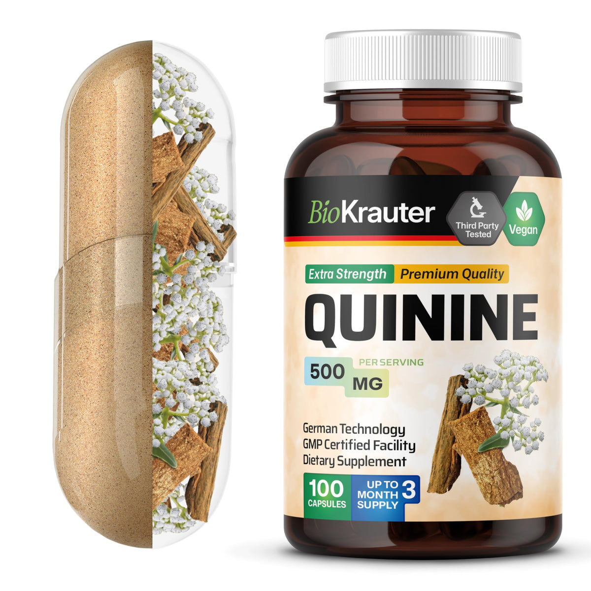 BIO KRAUTER quinine capsules bottle for leg comfort and everyday use