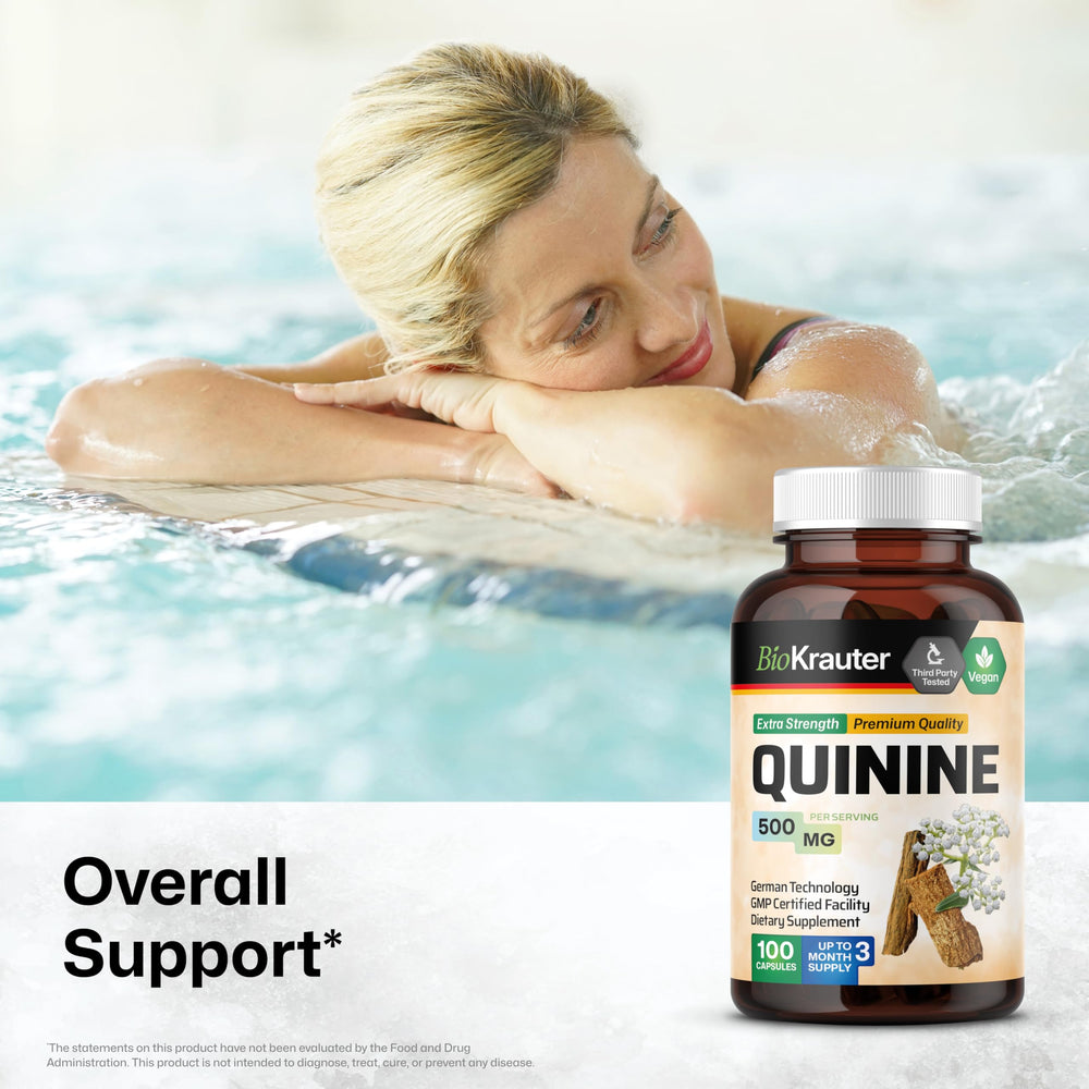 BIO KRAUTER quinine capsules packaging highlights vegan, GMO-free formulation