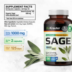 BIO KRAUTER Sage leaf extract close-up highlighting natural origin and plant-based sourcing.