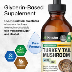 BIO KRAUTER turkey tail drops bottle on shelf for daily routine.