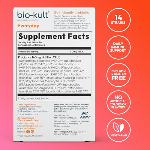 Bio-Kult bottle back label shows 14 probiotic strains