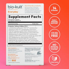 Bio-Kult bottle back label shows 14 probiotic strains